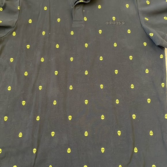 Adidas NEO Men’s Skull Glow in Dark Black Polo Golf Shirt ~ Medium ~ NWT RARE!💀 - Picture 3 of 9